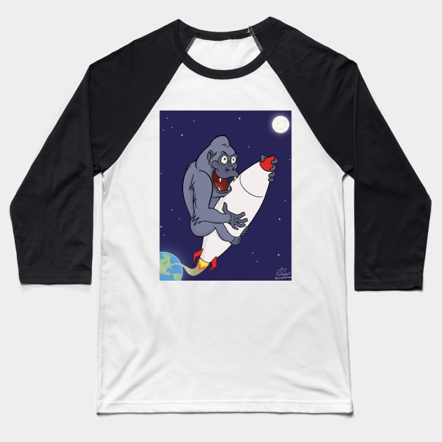 Apes To The Moon! Baseball T-Shirt by Funkybat